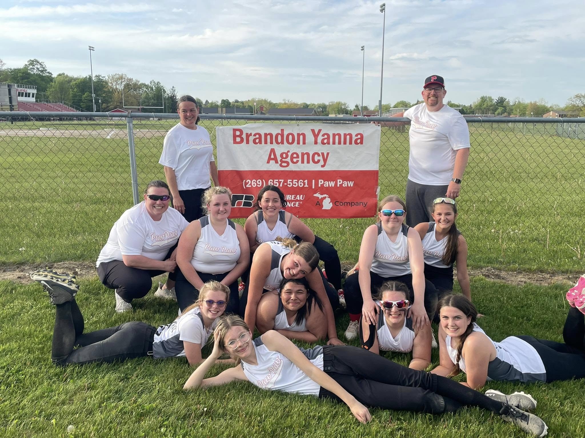 Brandon with local youth athletics team